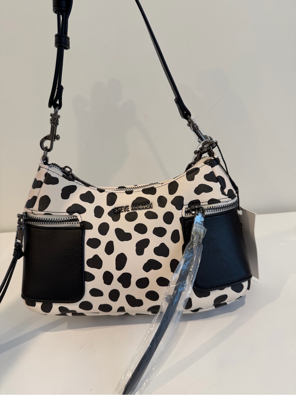 Steve Madden Black and White Spot Print Shoulder Bag